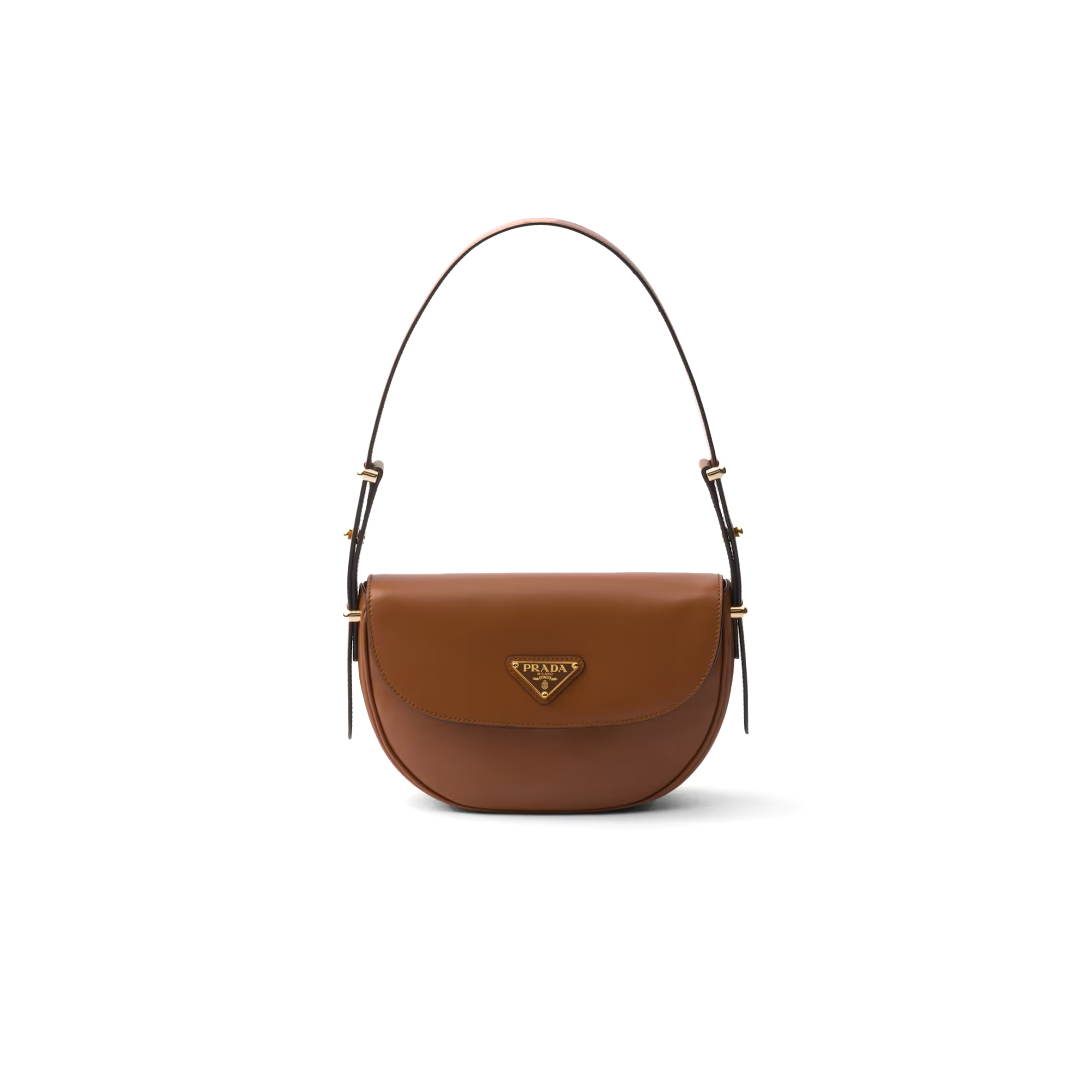 PRADA ARQUÉ LEATHER SHOULDER BAG WITH FLAP 1BD365 (23*12*6cm)